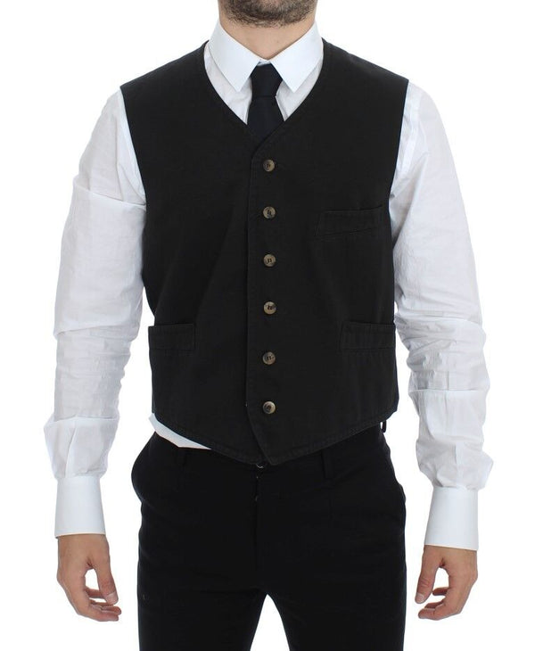 Dolce &amp; Gabbana Black Cotton Blend -mekkoliiivi Gilet