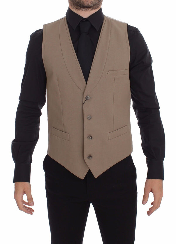 Dolce &amp; Gabbana Beige puuvillainen Slim Fit Button -mekkoliivi