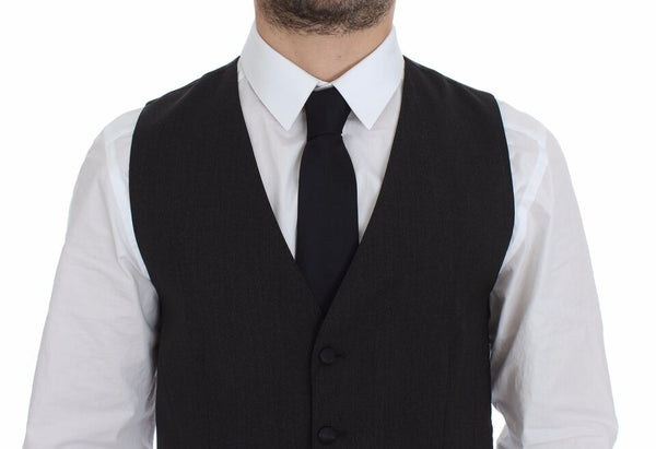 Dolce &amp; Gabbana Grey Wool Stretch Dress Vest Takki Blazer