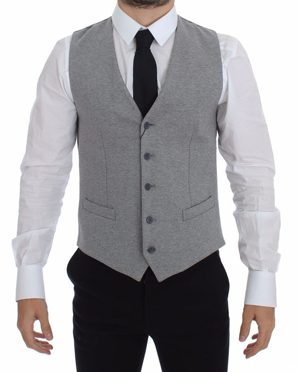 Dolce &amp; Gabbana Grey Cotton Stretch Dress Blezer