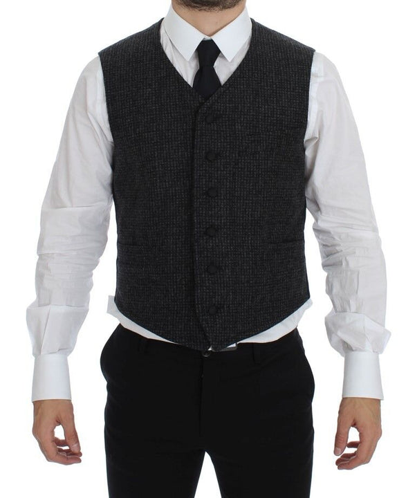 Dolce & Gabbana Elegant Gray Wool Blend Dress Vest