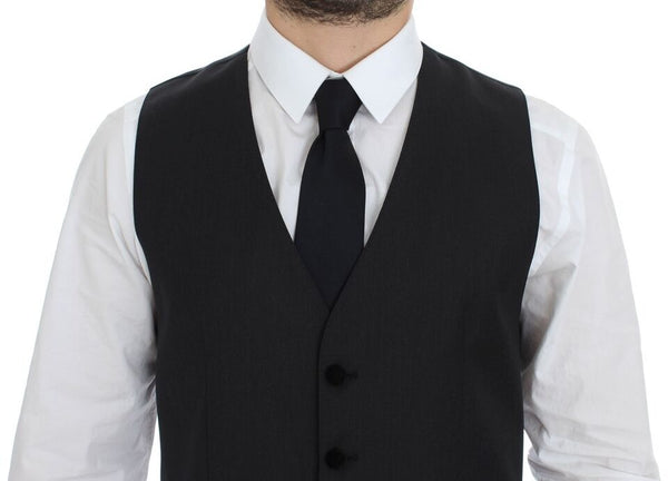 Dolce & Gabbana Elegant Gray Wool Dress Vest