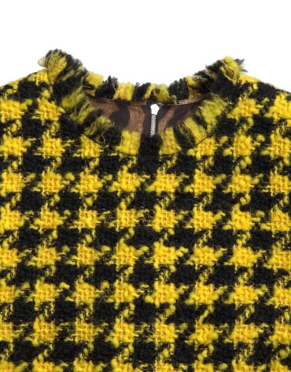 Dolce &amp; Gabbana keltainen Houndstooth hihaton Aline-minimekko