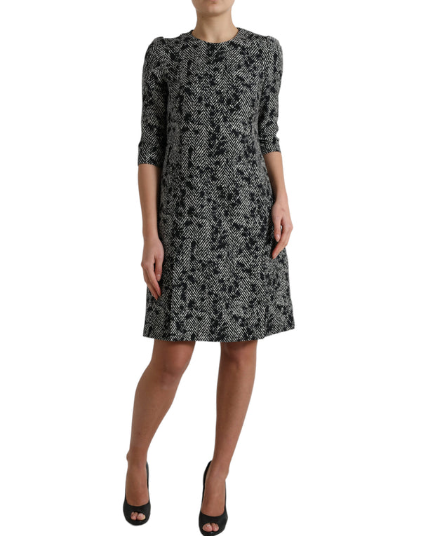 Dolce &amp; Gabbana Black Chevron Polyester Shift -minimekko