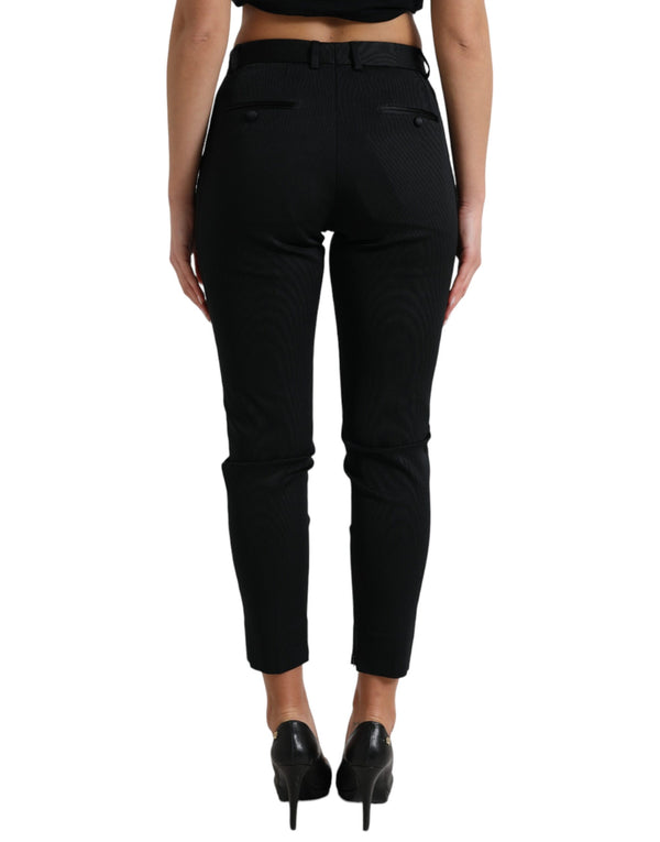 Dolce &amp; Gabbana Black Mid Waist Skinny Cropped -housut