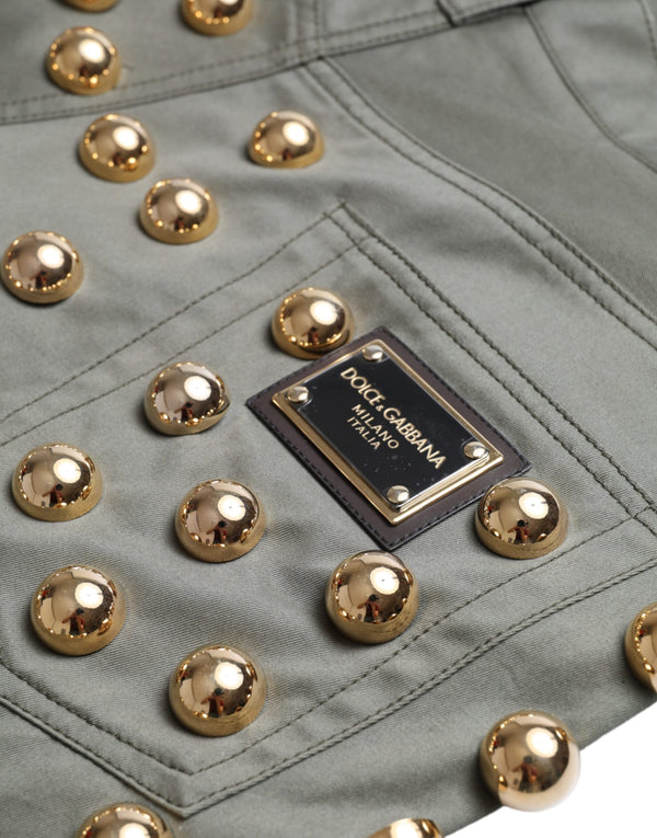 Dolce &amp; Gabbana vihreät koristellut korkeavyötäröiset Hot Pants -shortsit