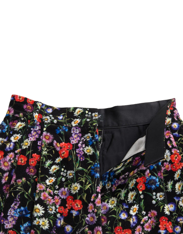 Dolce &amp; Gabbana mustat kukkaiset korkeavyötäröiset Hot Pants shortsit