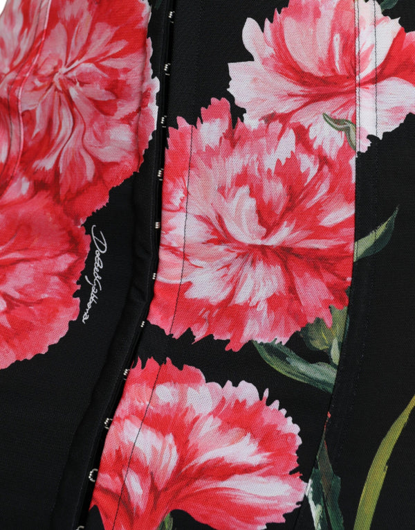 Dolce &amp; Gabbana Black Carnation Lyijykynällä leikattu polvipituinen hame