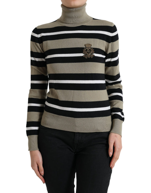 Dolce &amp; Gabbana Multicolor Stripes Logo Turtle Neck -neulepusero