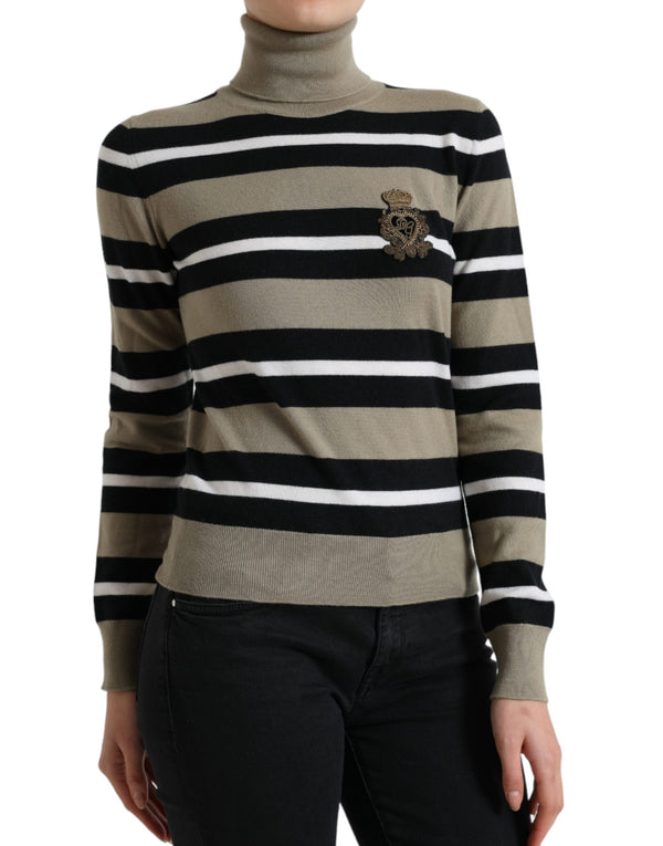 Dolce &amp; Gabbana Multicolor Stripes Logo Turtle Neck -neulepusero