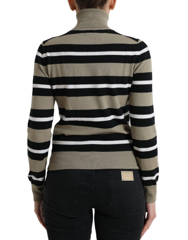 Dolce &amp; Gabbana Multicolor Stripes Logo Turtle Neck -neulepusero