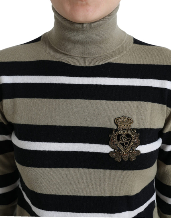 Dolce &amp; Gabbana Multicolor Stripes Logo Turtle Neck -neulepusero