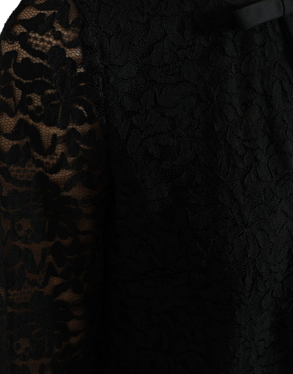 Dolce &amp; Gabbana musta STAFF-pusero, kukkainen pitsinen nailontoppi