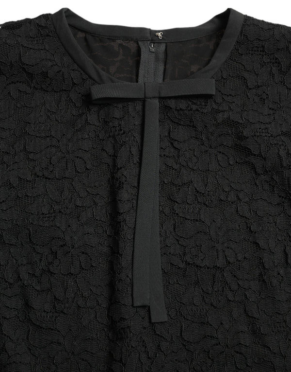 Dolce &amp; Gabbana musta STAFF-pusero, kukkainen pitsinen nailontoppi