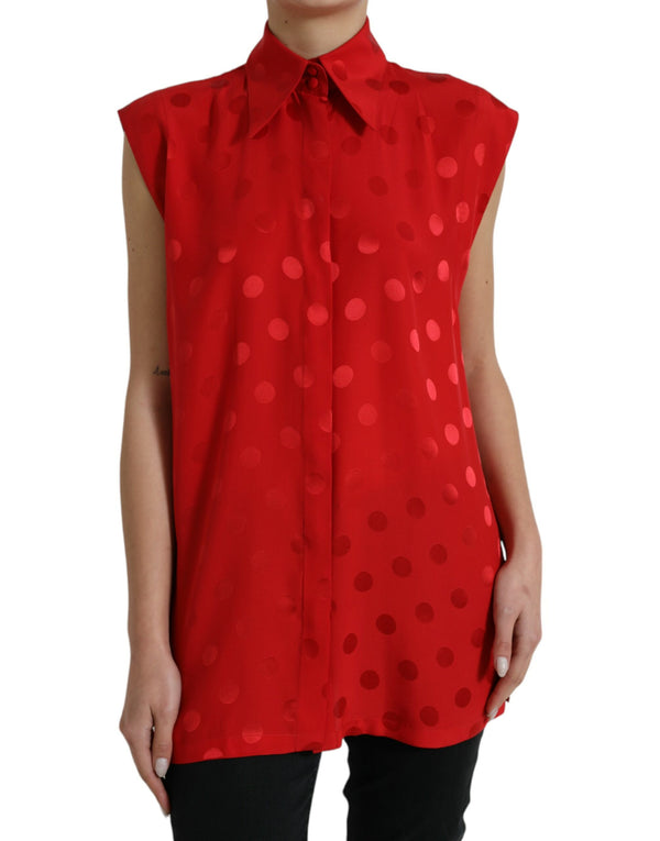 Dolce &amp; Gabbana Red Polka Dot -hihaton kauluspusero