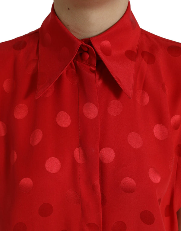 Dolce &amp; Gabbana Red Polka Dot -hihaton kauluspusero