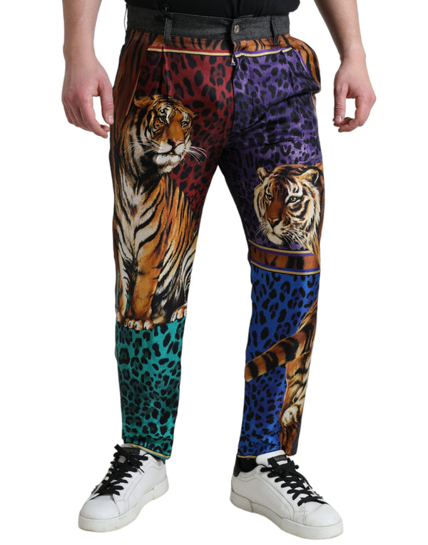 Dolce & Gabbana Multicolor Tiger Print Loose Denim Jeans