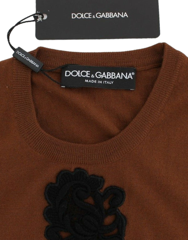 Dolce &amp; Gabbana ruskea villainen musta pitsiliivi pusero