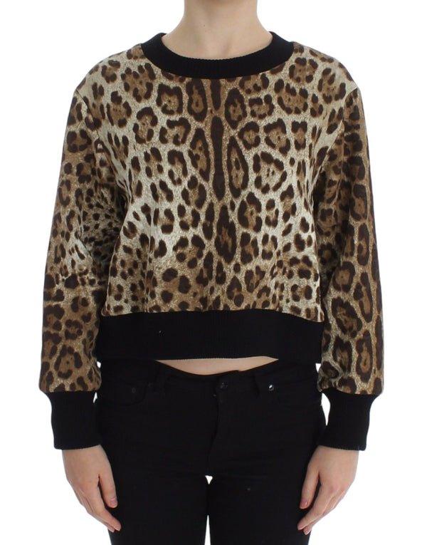 Dolce &amp; Gabbana Leopard Print Crewneck lyhyt villapaita