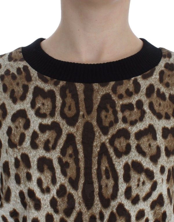 Dolce &amp; Gabbana Leopard Print Crewneck lyhyt villapaita