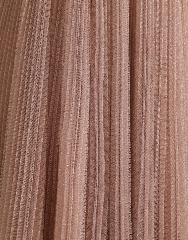 Dolce & Gabbana Pink One Shoulder Pleated Lame Tulle Dress