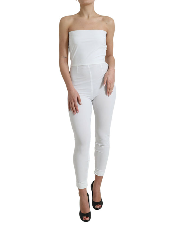 Dolce &amp; Gabbana White Nylon Olkaimeton Bodycon Jumpsuit mekko