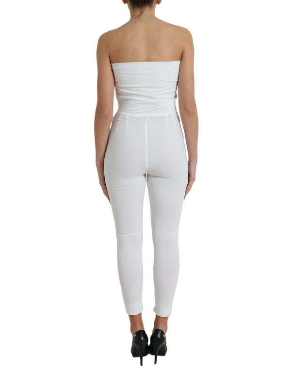 Dolce &amp; Gabbana White Nylon Olkaimeton Bodycon Jumpsuit mekko