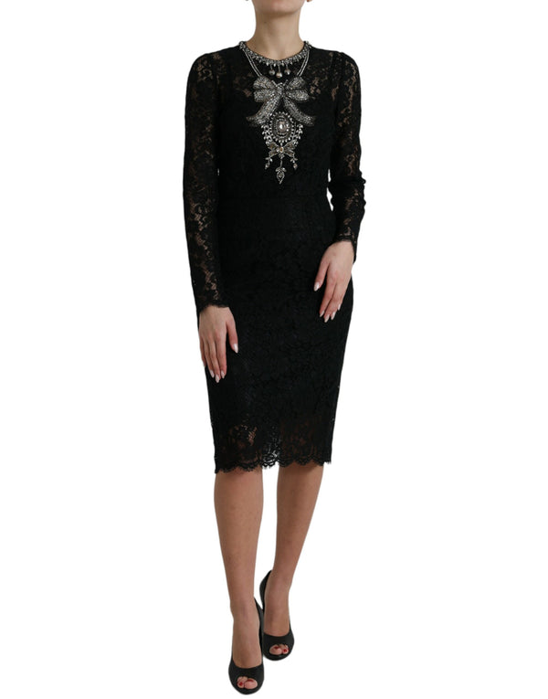 Dolce & Gabbana Elegant Crystal-Embellished Sheath Dress