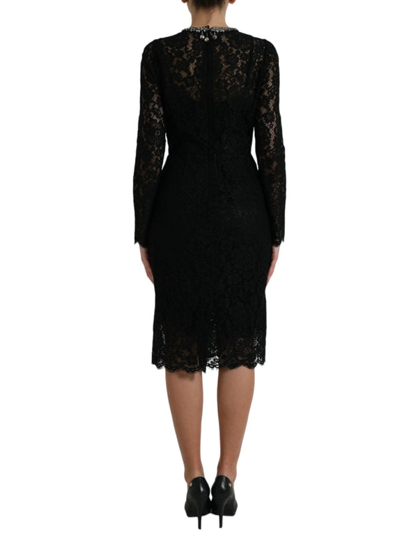 Dolce & Gabbana Elegant Crystal-Embellished Sheath Dress