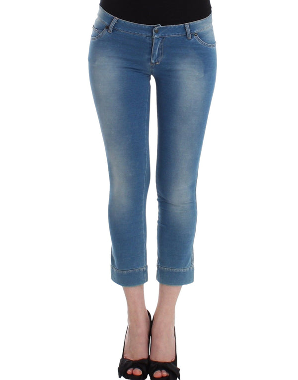 Ermanno Scervino Beachwear Blue Jeans Capri Pants Rajattu