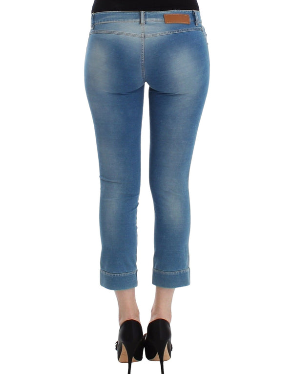 Ermanno Scervino Beachwear Blue Jeans Capri Pants Rajattu