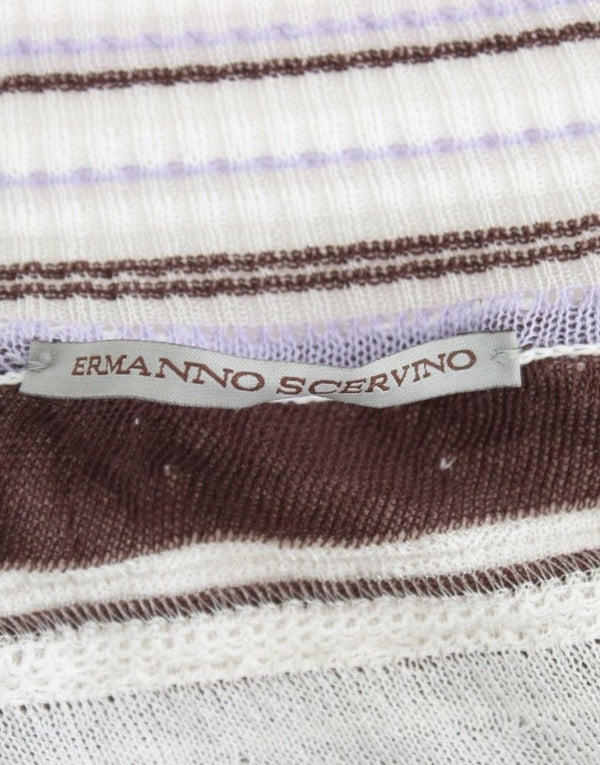 Ermanno Scervino Striped Lace V-kaula lyhythihainen pusero