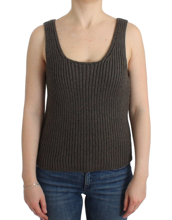 Ermanno Scervino Grey Knit Top Neulottu villapaita Merinovillaa