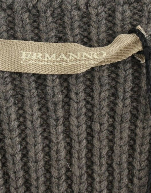 Ermanno Scervino Grey Knit Top Neulottu villapaita Merinovillaa