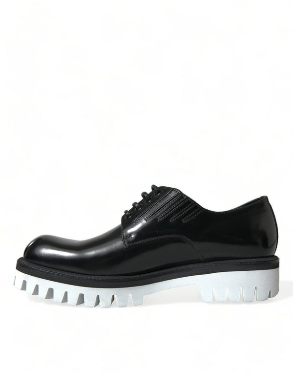 Dolce & Gabbana Sophisticated Black and White Leather Derby Shoes