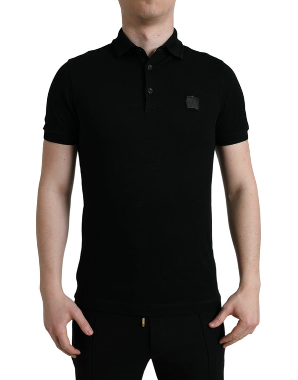 Dolce & Gabbana Elegant Black Cotton Polo Shirt