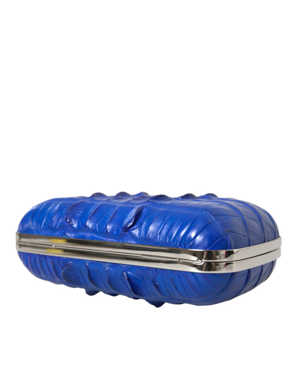 Balenciaga Electric Blue Crocodile Skin Clutch