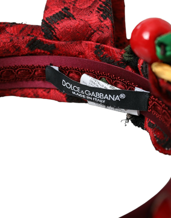 Dolce & Gabbana Red Cherry Sicily Embellished Women Hairband Diadem