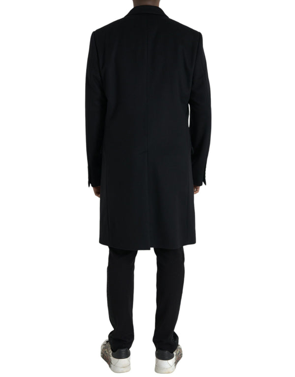 Dolce & Gabbana Black Wool Cashmere Trench Coat Jacket