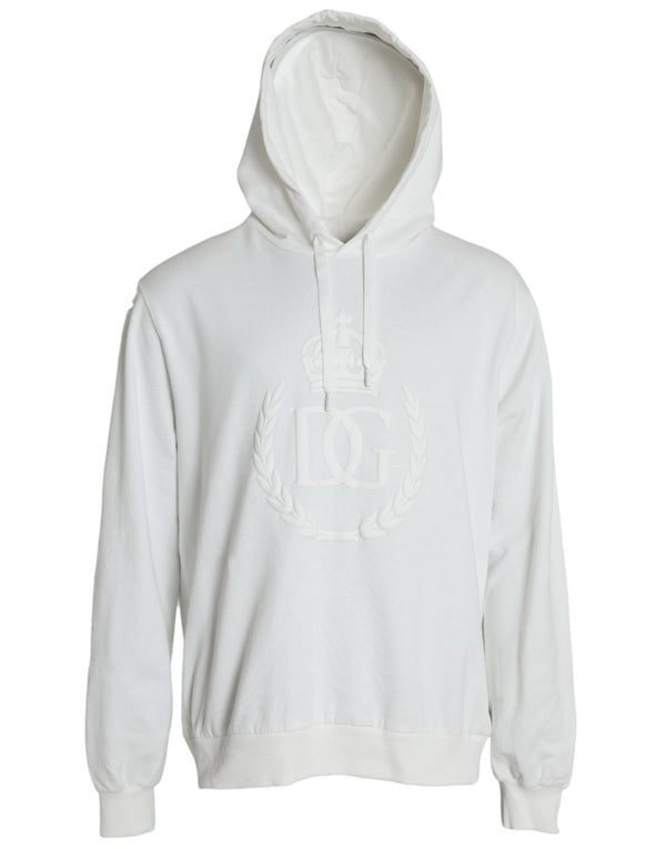 Dolce & Gabbana White Cotton Hooded Sweatshirt Pullover Sweater