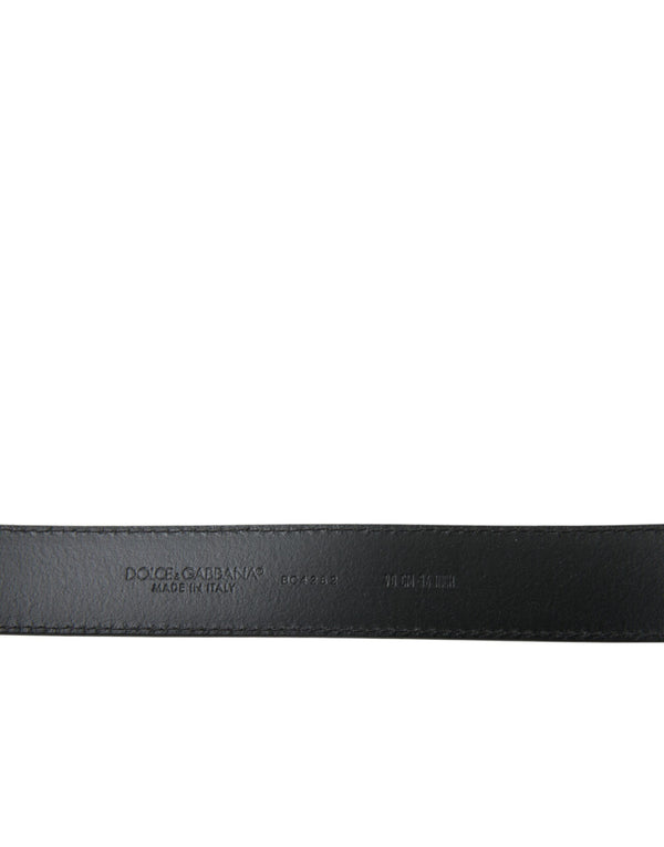 Dolce & Gabbana Black Leather Silver Metal Buckle Belt Men