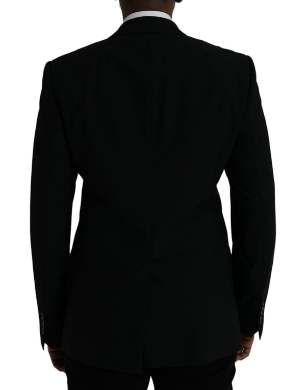 Dolce & Gabbana Black Crown Bee MARTINI Single Breasted Coat Blazer