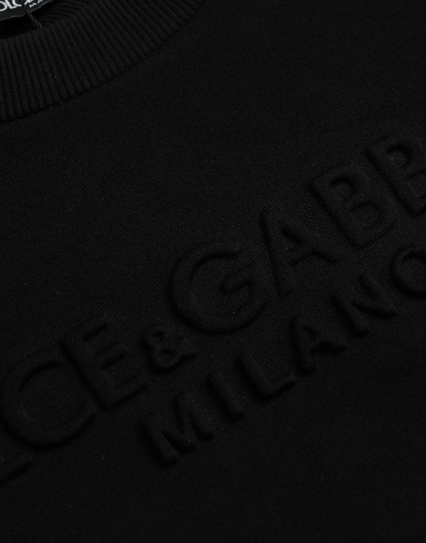 Dolce & Gabbana Black Cotton Long Sleeves Sweatshirt Sweater