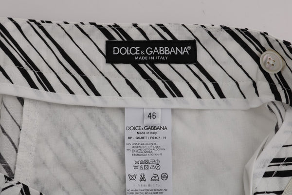 Dolce &amp; Gabbana valkoiset mustaraidalliset vapaat shortsit