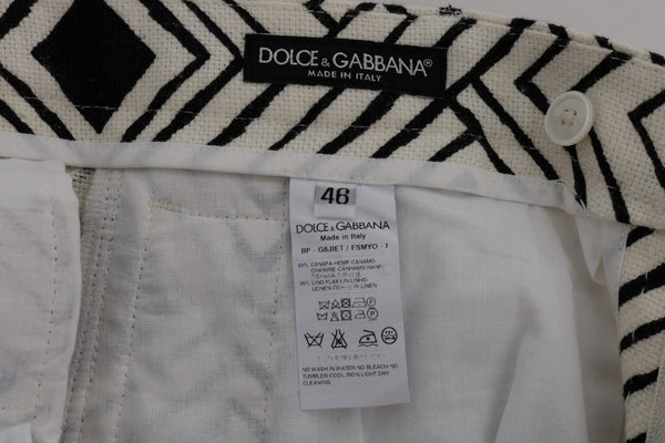 Dolce &amp; Gabbana valkoiset mustaraidalliset vapaat shortsit