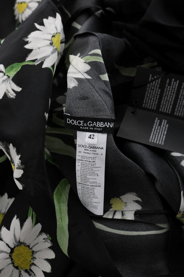 Dolce &amp; Gabbana monivärinen silkki-auringonkukkakuvioinen pitkä maximekko