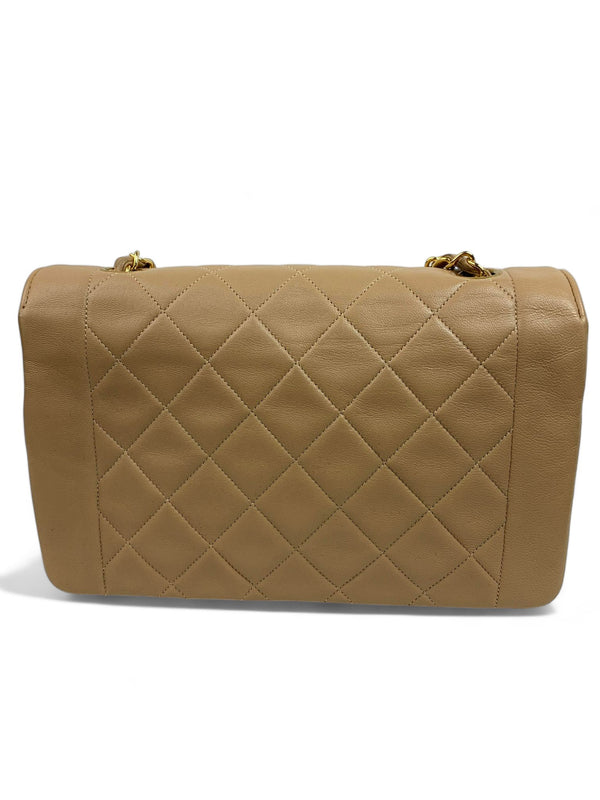 Chanel Diana Vintage Medium Beige Classic Quilted Lambskin