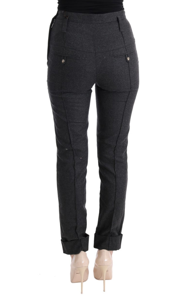 Ermanno Scervino Grey Virgin Wool Skinny Casual Pants