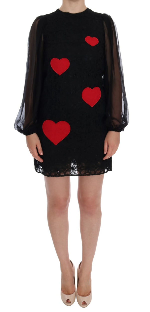 Dolce &amp; Gabbana musta pitsipunainen Heart Shift -mekko