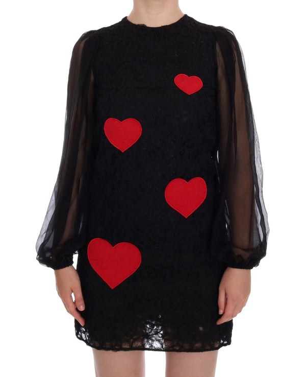 Dolce &amp; Gabbana musta pitsipunainen Heart Shift -mekko